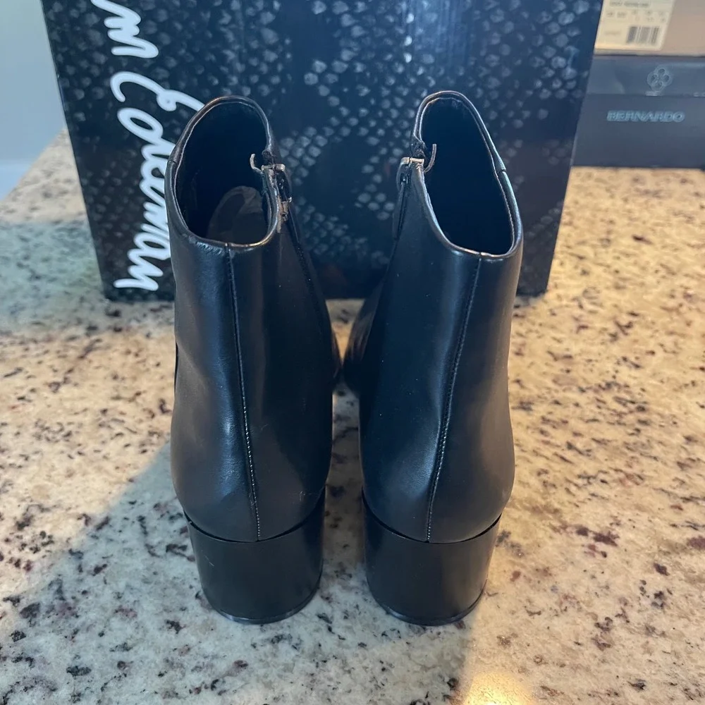 Sam Edelman Joey Ankle Boots Women 9 Black Leather Minimalist Block Heel Bootie‎